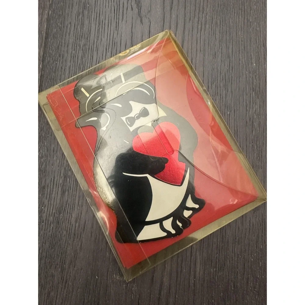 VTG 1980s Hallmark‎ Heart City Penguin Valentines 4 Cards Envelopes Red Die Cut